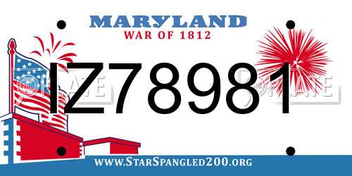 IZ78981 Maryland License Plate