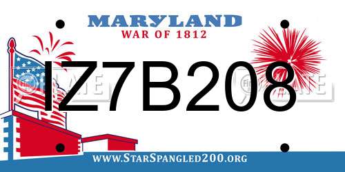 IZ7B208 Maryland License Plate
