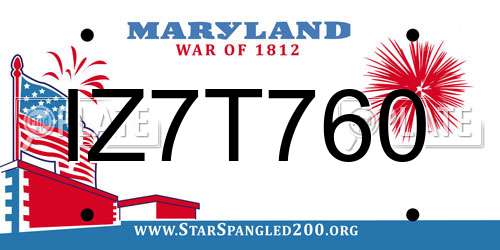 IZ7T760 Maryland License Plate
