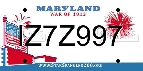 IZ7Z997 Maryland License Plate