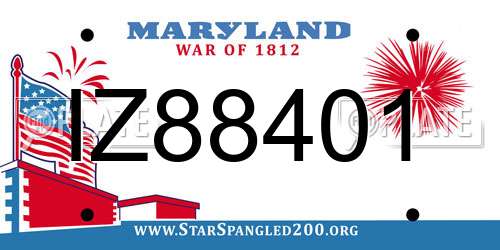 IZ88401 Maryland License Plate