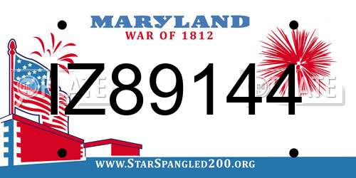 IZ89144 Maryland License Plate