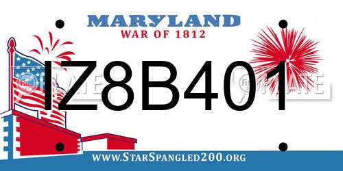 IZ8B401 Maryland License Plate