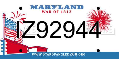 IZ92944 Maryland License Plate