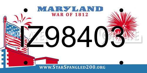 IZ98403 Maryland License Plate