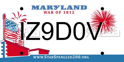 IZ9D0V Maryland License Plate