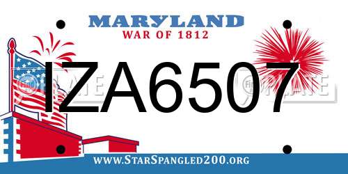 IZA6507 Maryland License Plate
