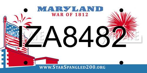 IZA8482 Maryland License Plate