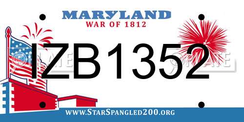 IZB1352 Maryland License Plate