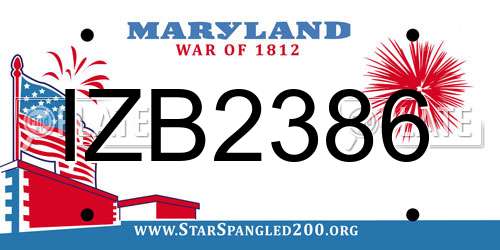 IZB2386 Maryland License Plate