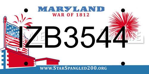 IZB3544 Maryland License Plate