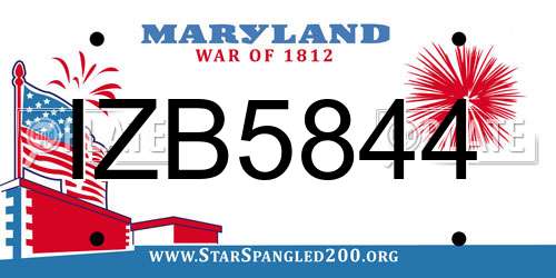 IZB5844 Maryland License Plate