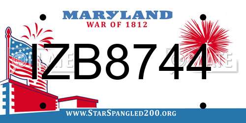 IZB8744 Maryland License Plate