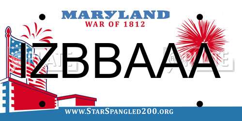 IZBBAAA Maryland License Plate