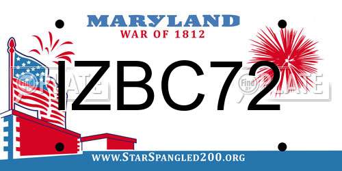 IZBC72 Maryland License Plate