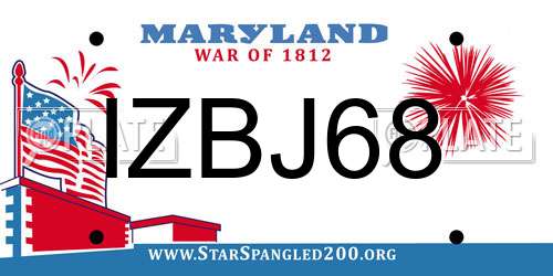IZBJ68 Maryland License Plate