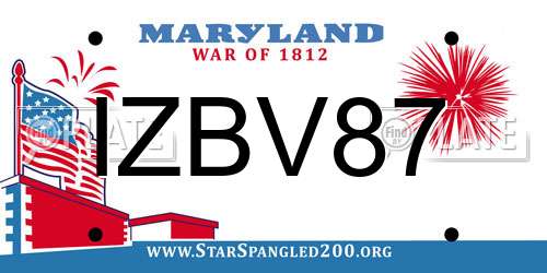 IZBV87 Maryland License Plate