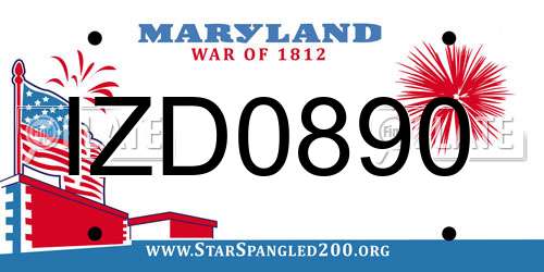 IZD0890 Maryland License Plate