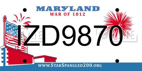 IZD9870 Maryland License Plate
