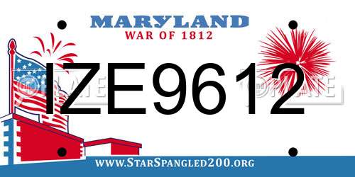 IZE9612 Maryland License Plate