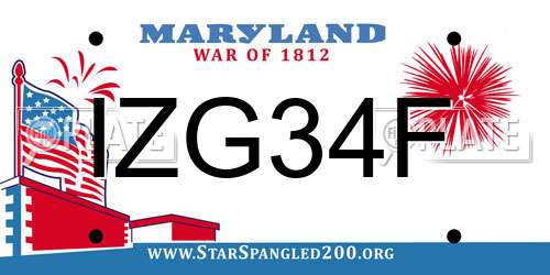 IZG34F Maryland License Plate