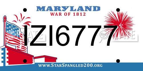 IZI6777 Maryland License Plate