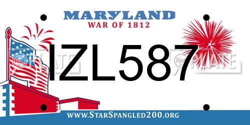 IZL587 Maryland License Plate