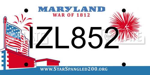 IZL852 Maryland License Plate