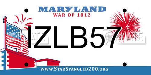 IZLB57 Maryland License Plate