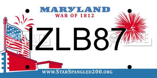 IZLB87 Maryland License Plate