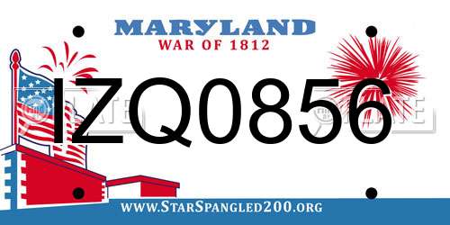 IZQ0856 Maryland License Plate