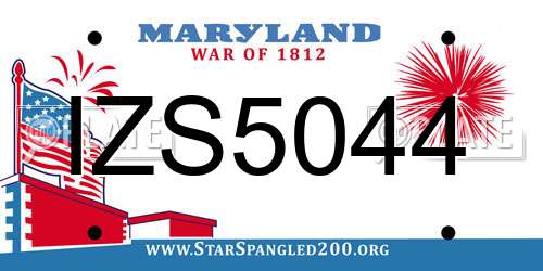 IZS5044 Maryland License Plate