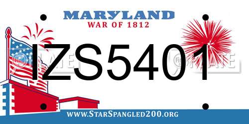 IZS5401 Maryland License Plate