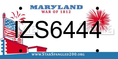 IZS6444 Maryland License Plate