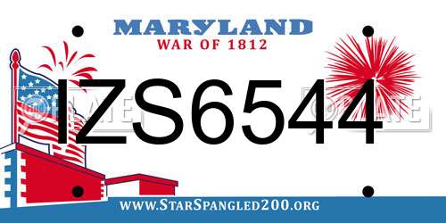 IZS6544 Maryland License Plate