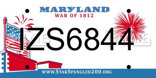 IZS6844 Maryland License Plate