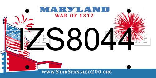 IZS8044 Maryland License Plate