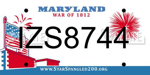 IZS8744 Maryland License Plate