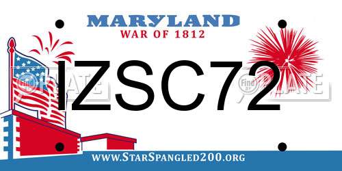 IZSC72 Maryland License Plate