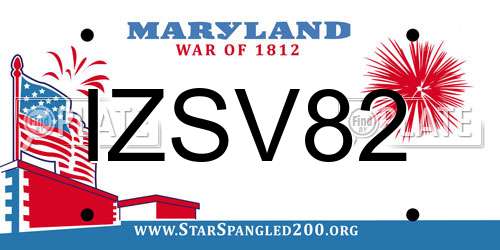 IZSV82 Maryland License Plate