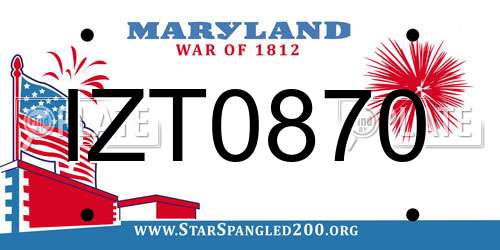IZT0870 Maryland License Plate