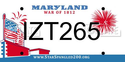 IZT265 Maryland License Plate