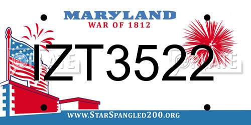 IZT3522 Maryland License Plate