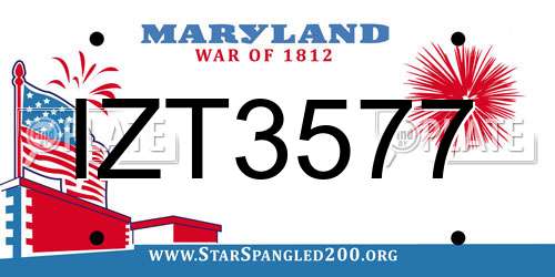 IZT3577 Maryland License Plate