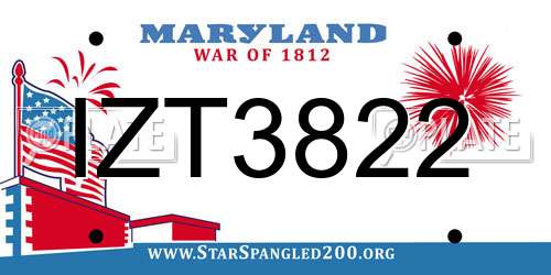 IZT3822 Maryland License Plate