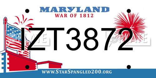 IZT3872 Maryland License Plate