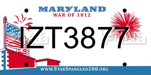IZT3877 Maryland License Plate