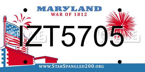 IZT5705 Maryland License Plate