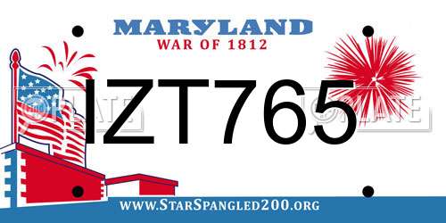 IZT765 Maryland License Plate