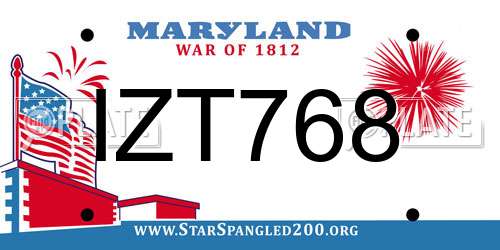 IZT768 Maryland License Plate